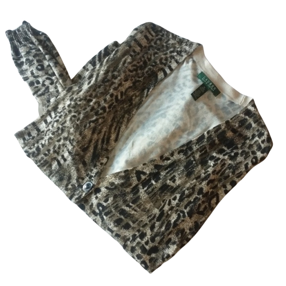 Ralph Lauren | Animal Print Cardigan Sweater (1X)